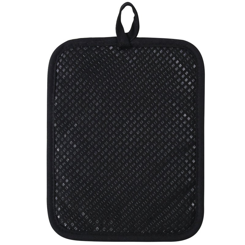 Lifaith 100% Cotton with Silicone Kitchen Everyday Basic Pot Holder Heat Resistant Coaster Potholder Oven Mitts with Pocket for Cooking and Baking Set of 2 Black - Image 3